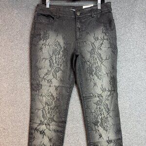 Chico's Platinum Denim Coated Lace Jeans Slim Leg 1.5 - Used